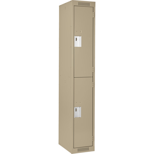 Clean Line Lockers, 2 -tier, 12" x 18" x 72", Steel, Beige, Rivet (Assembled) Duraquip Inc