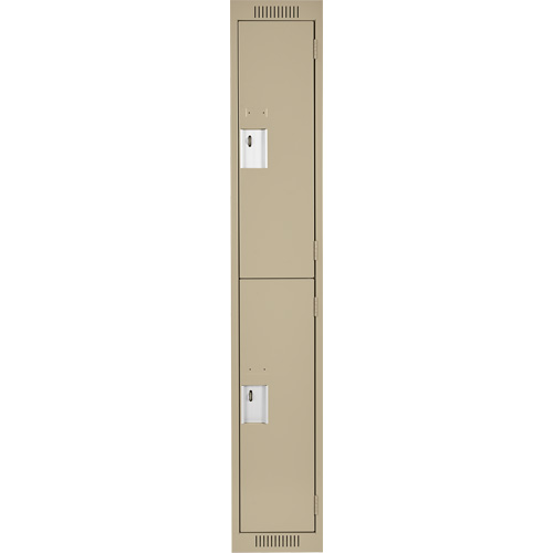 Clean Line Lockers, 2 -tier, 12" x 18" x 72", Steel, Beige, Rivet (Assembled) Duraquip Inc