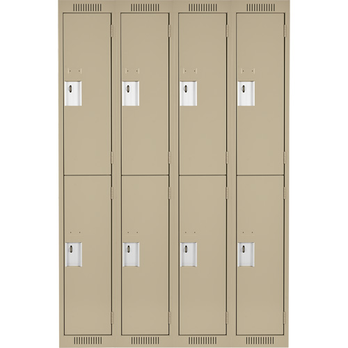 Clean Line Lockers, 2 -tier, Bank of 4, 48" x 18" x 72", Steel, Beige, Rivet (Assembled) Duraquip Inc