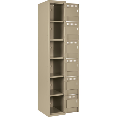 Clean Line Lockerette, 6 -tier, Bank of 3, 36" x 18" x 72", Steel, Beige, Rivet (Assembled) Duraquip Inc