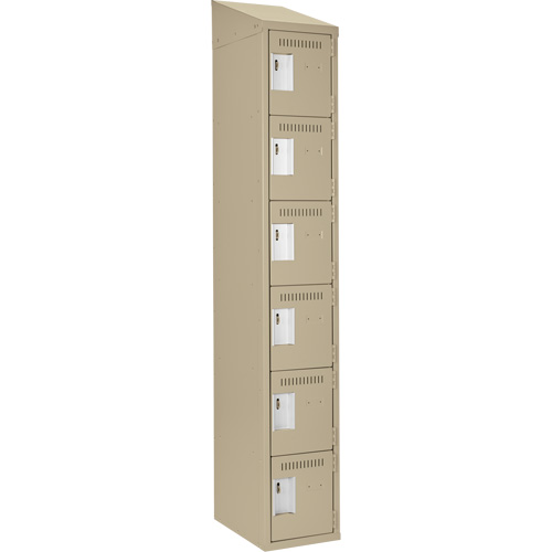 Petits casiers Clean Line, 6 niveaux, 12" x 18" x 78", Acier, Beige, Rivet (assembl&eacute;) Duraquip Inc
