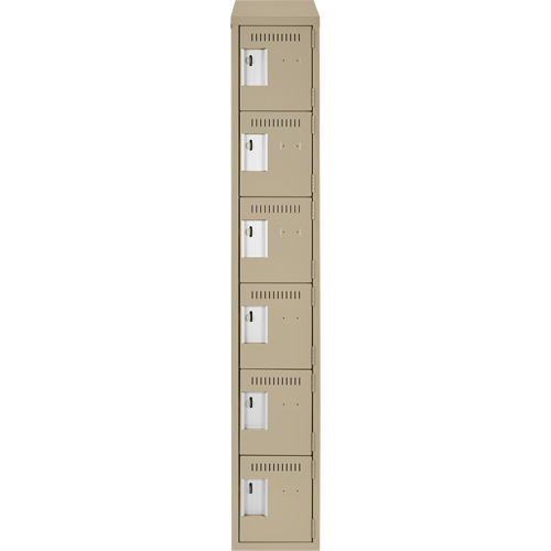 Petits casiers Clean Line, 6 niveaux, 12" x 18" x 78", Acier, Beige, Rivet (assembl&eacute;) Duraquip Inc