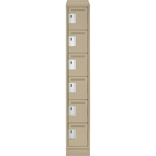Clean Line Lockerette , 6 -tier, 12" x 18" x 82", Steel, Beige, Rivet (Assembled) Duraquip Inc