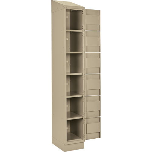 Clean Line Lockerette , 6 -tier, Bank of 4, 48" x 18" x 82", Steel, Beige, Rivet (Assembled) Duraquip Inc