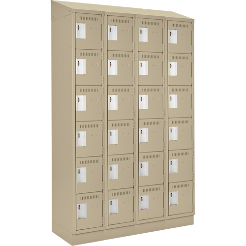 Clean Line Lockerette , 6 -tier, Bank of 4, 48" x 18" x 82", Steel, Beige, Rivet (Assembled) Duraquip Inc