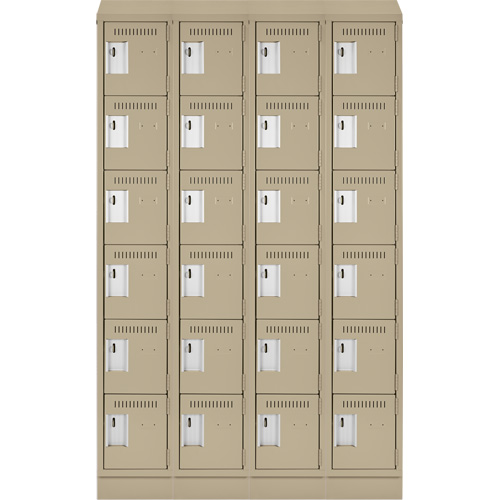 Clean Line Lockerette , 6 -tier, Bank of 4, 48" x 18" x 82", Steel, Beige, Rivet (Assembled) Duraquip Inc