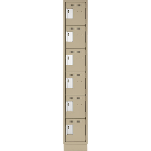 Clean Line Lockerette, 6 -tier, 12" x 18" x 76", Steel, Beige, Rivet (Assembled) Duraquip Inc