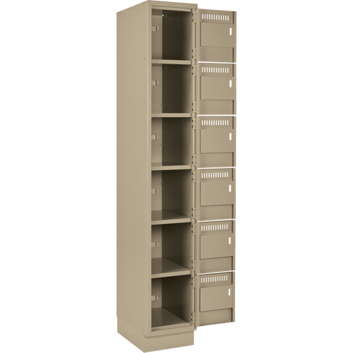 Clean Line Lockerette, 6 -tier, Bank of 2, 24" x 18" x 76", Steel, Beige, Rivet (Assembled) Duraquip Inc