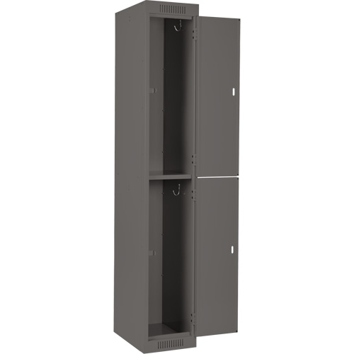 Clean Line Lockers, 2 -tier, Bank of 3, 36" x 18" x 72", Steel, Charcoal, Rivet (Assembled) Duraquip Inc