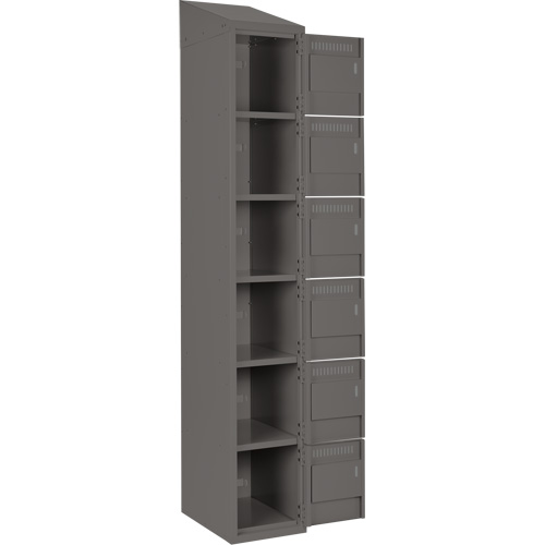 Clean Line Lockerette, 6 -tier, Bank of 3, 36" x 18" x 78", Steel, Charcoal, Rivet (Assembled) Duraquip Inc