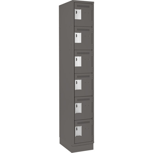 Clean Line Lockerette, 6 -tier, 12" x 18" x 76", Steel, Charcoal, Rivet (Assembled) Duraquip Inc