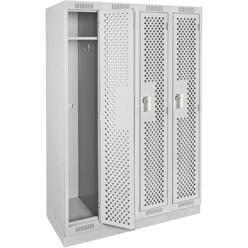 Clean Line Lockers, Bank of 4, 48" x 12" x 76", Steel, Grey, Rivet (Assembled), Perforated Duraquip Inc