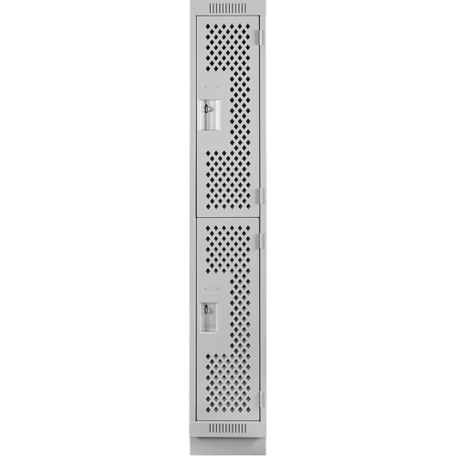 Clean Line Lockers, 2 -tier, 12" x 12" x 76", Steel, Grey, Rivet (Assembled), Perforated Duraquip Inc