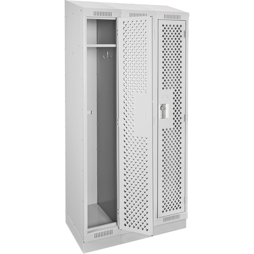 Casiers Clean Line, Bloc de 3, 36" x 18" x 82", Acier, Gris, Rivet (assembl&eacute;), Perfor&eacute; Duraquip Inc