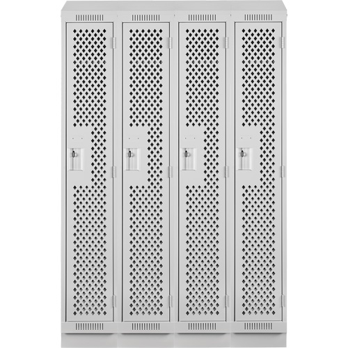 Clean Line Lockers, Bank of 4, 48" x 15" x 82", Steel, Grey, Rivet (Assembled), Perforated Duraquip Inc