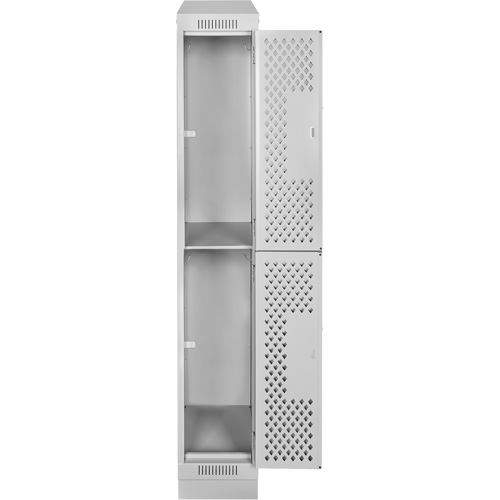 Clean Line Lockers, 2 -tier, 12" x 12" x 82", Steel, Grey, Rivet (Assembled), Perforated Duraquip Inc