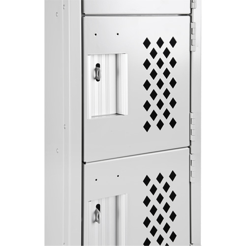 Assembled Clean Line Perforated Economy Lockers, 6 -tier, Bank of 4, 18" x 72" x 12", Steel Duraquip Inc