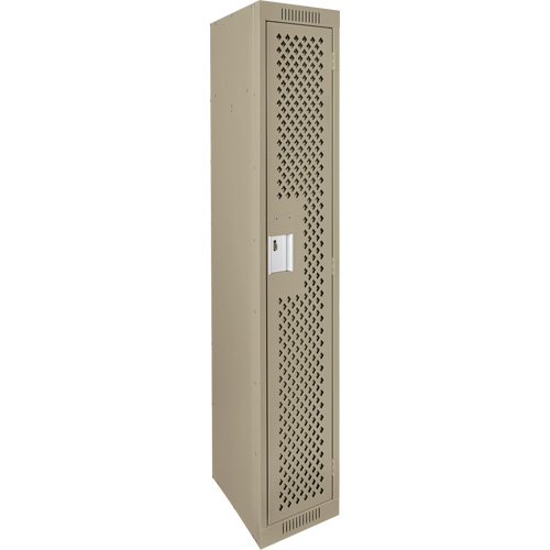 Clean Line Lockers, 12" x 12" x 72", Steel, Beige, Rivet (Assembled), Perforated Duraquip Inc