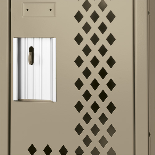 Clean Line Lockers, 2 -tier, Bank of 3, 36" x 12" x 72", Steel, Beige, Rivet (Assembled), Perforated Duraquip Inc
