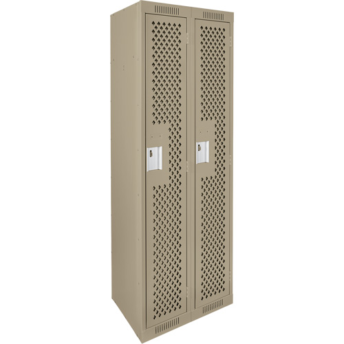 Clean Line Lockers, Bank of 2, 24" x 12" x 72", Steel, Beige, Rivet (Assembled), Perforated Duraquip Inc