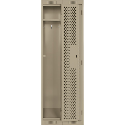Clean Line Lockers, Bank of 2, 24" x 12" x 72", Steel, Beige, Rivet (Assembled), Perforated Duraquip Inc