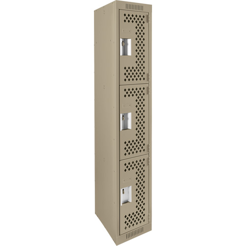 Casiers Clean Line, 3 niveaux, 12" x 12" x 72", Acier, Beige, Rivet (assembl&eacute;), Perfor&eacute; Duraquip Inc