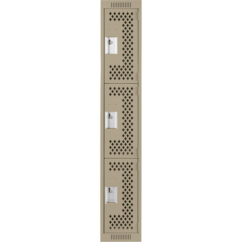 Casiers Clean Line, 3 niveaux, 12" x 12" x 72", Acier, Beige, Rivet (assembl&eacute;), Perfor&eacute; Duraquip Inc