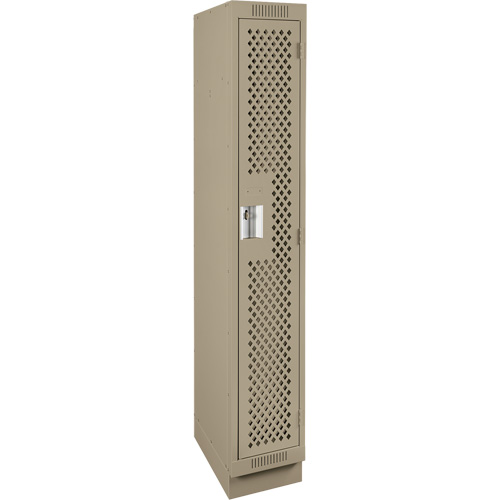 Clean Line Lockers, 12" x 12" x 76", Steel, Beige, Rivet (Assembled), Perforated Duraquip Inc