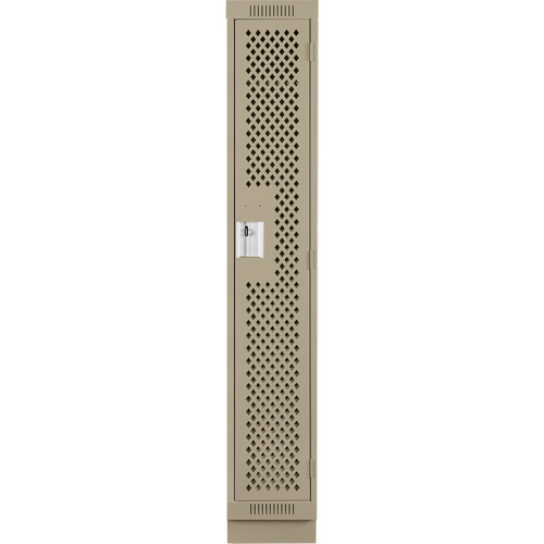 Clean Line Lockers, 12" x 12" x 76", Steel, Beige, Rivet (Assembled), Perforated Duraquip Inc