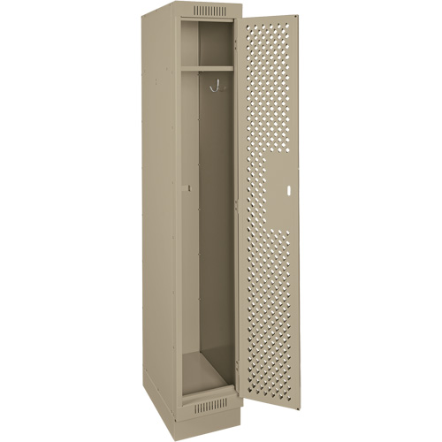 Clean Line Lockers, 12" x 12" x 76", Steel, Beige, Rivet (Assembled), Perforated Duraquip Inc