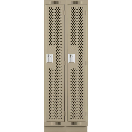 Clean Line Lockers, Bank of 2, 24" x 12" x 76", Steel, Beige, Rivet (Assembled), Perforated Duraquip Inc