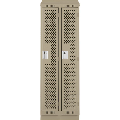 Clean Line Lockers, Bank of 2, 24" x 18" x 82", Steel, Beige, Rivet (Assembled), Perforated Duraquip Inc