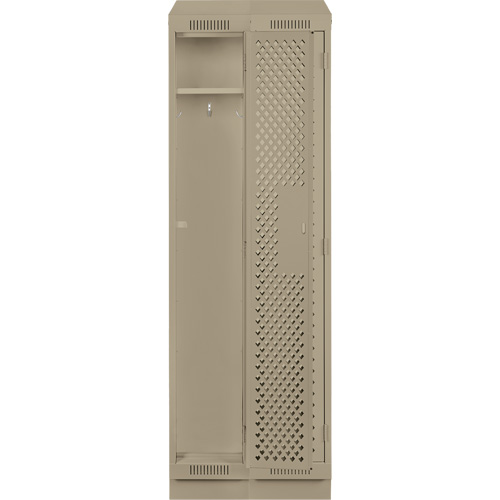Clean Line Lockers, Bank of 2, 24" x 18" x 82", Steel, Beige, Rivet (Assembled), Perforated Duraquip Inc