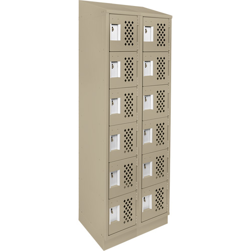 Assembled Lockerettes Clean Line Perforated Economy Lockers, 6 -tier, Bank of 2, 18" x 72" x 12", Steel Duraquip Inc