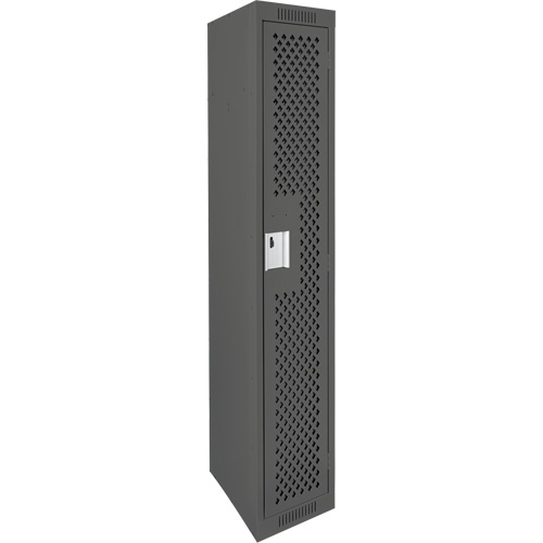 Clean Line Lockers, 12" x 12" x 72", Steel, Charcoal, Rivet (Assembled), Perforated Duraquip Inc