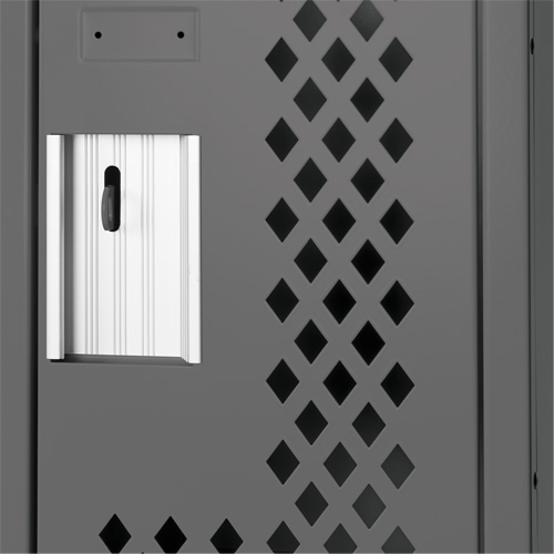 Clean Line Lockers, 2 -tier, Bank of 4, 48" x 12" x 72", Steel, Charcoal, Rivet (Assembled), Perforated Duraquip Inc