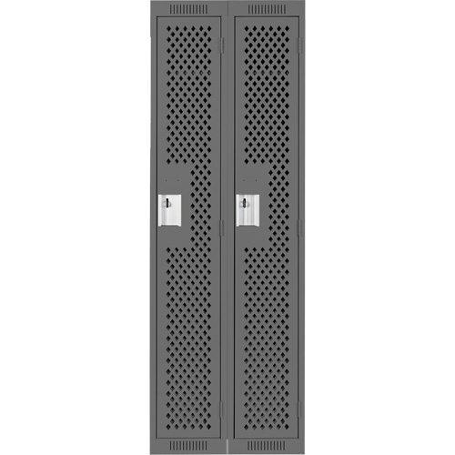 Clean Line Lockers, Bank of 2, 24" x 12" x 72", Steel, Charcoal, Rivet (Assembled), Perforated Duraquip Inc