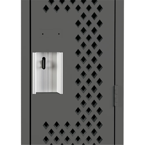 Clean Line Lockers, Bank of 4, 48" x 12" x 72", Steel, Charcoal, Rivet (Assembled), Perforated Duraquip Inc