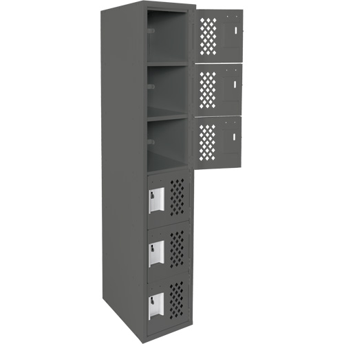 Assembled Lockerettes Clean Line Perforated Economy Lockers, 6 -tier, 18" x 72" x 12", Steel Duraquip Inc