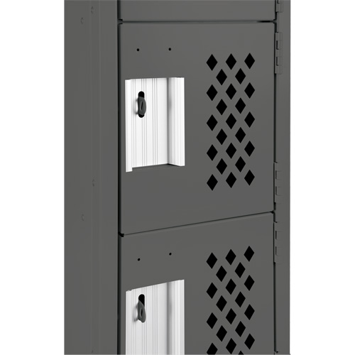 Assembled Lockerettes Clean Line Perforated Economy Lockers, 6 -tier, Bank of 3, 18" x 72" x 12", Steel Duraquip Inc