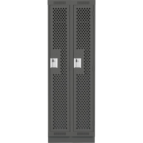 Clean Line Lockers, Bank of 2, 24" x 12" x 76", Steel, Charcoal, Rivet (Assembled), Perforated Duraquip Inc