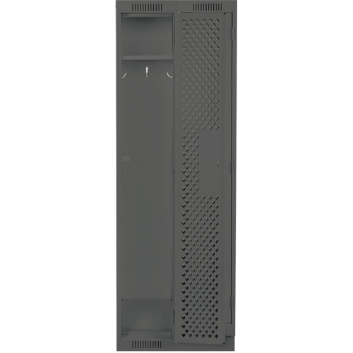 Clean Line Lockers, Bank of 2, 24" x 12" x 76", Steel, Charcoal, Rivet (Assembled), Perforated Duraquip Inc