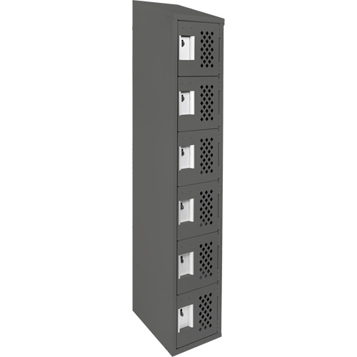 Assembled Lockerettes Clean Line Perforated Economy Lockers, 6 -tier, 18" x 72" x 12", Steel Duraquip Inc