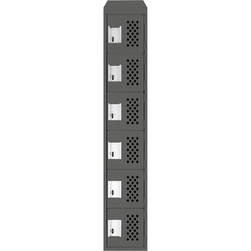 Assembled Lockerettes Clean Line Perforated Economy Lockers, 6 -tier, 18" x 72" x 12", Steel Duraquip Inc