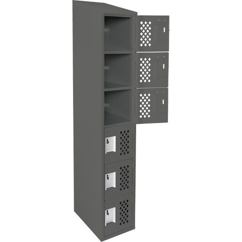 Assembled Lockerettes Clean Line Perforated Economy Lockers, 6 -tier, 18" x 72" x 12", Steel Duraquip Inc