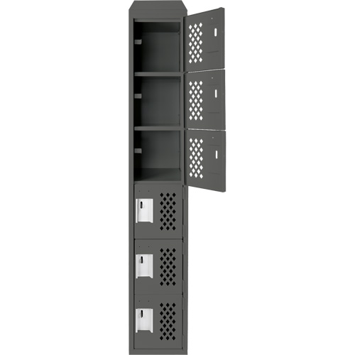Assembled Lockerettes Clean Line Perforated Economy Lockers, 6 -tier, 18" x 72" x 12", Steel Duraquip Inc