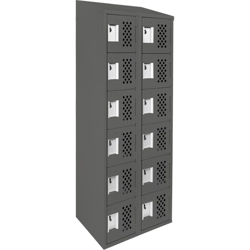 Assembled Lockerettes Clean Line Perforated Economy Lockers, 6 -tier, Bank of 2, 18" x 72" x 12", Steel Duraquip Inc