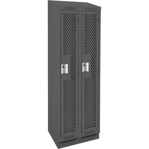 Clean Line Lockers, Bank of 2, 24" x 18" x 82", Steel, Charcoal, Rivet (Assembled), Perforated Duraquip Inc