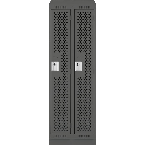 Clean Line Lockers, Bank of 2, 24" x 18" x 82", Steel, Charcoal, Rivet (Assembled), Perforated Duraquip Inc