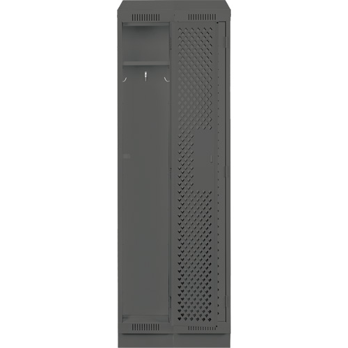 Clean Line Lockers, Bank of 2, 24" x 18" x 82", Steel, Charcoal, Rivet (Assembled), Perforated Duraquip Inc